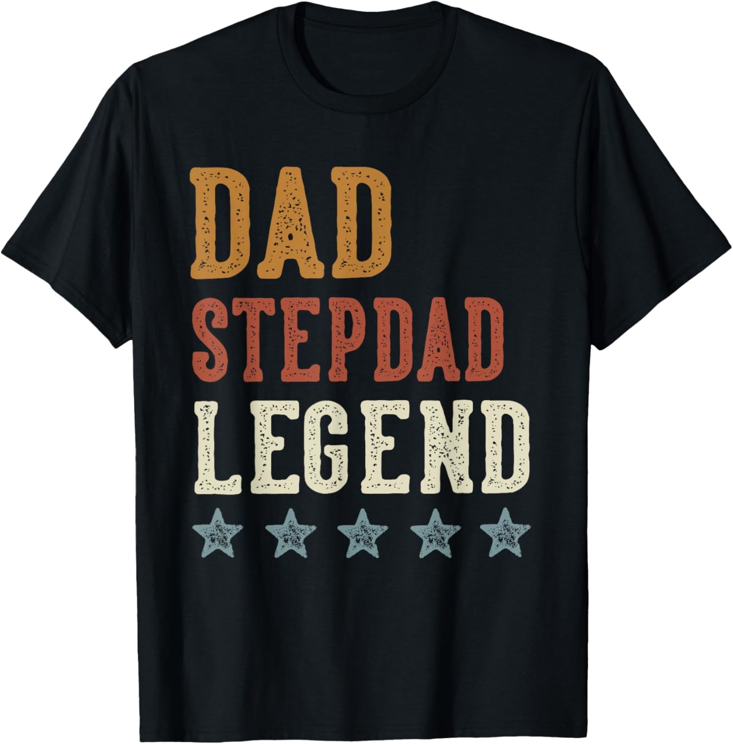 Dad Stepdad Legend - Classic Retro Distressed Lettering T-Shirt - T-Shirt | Black