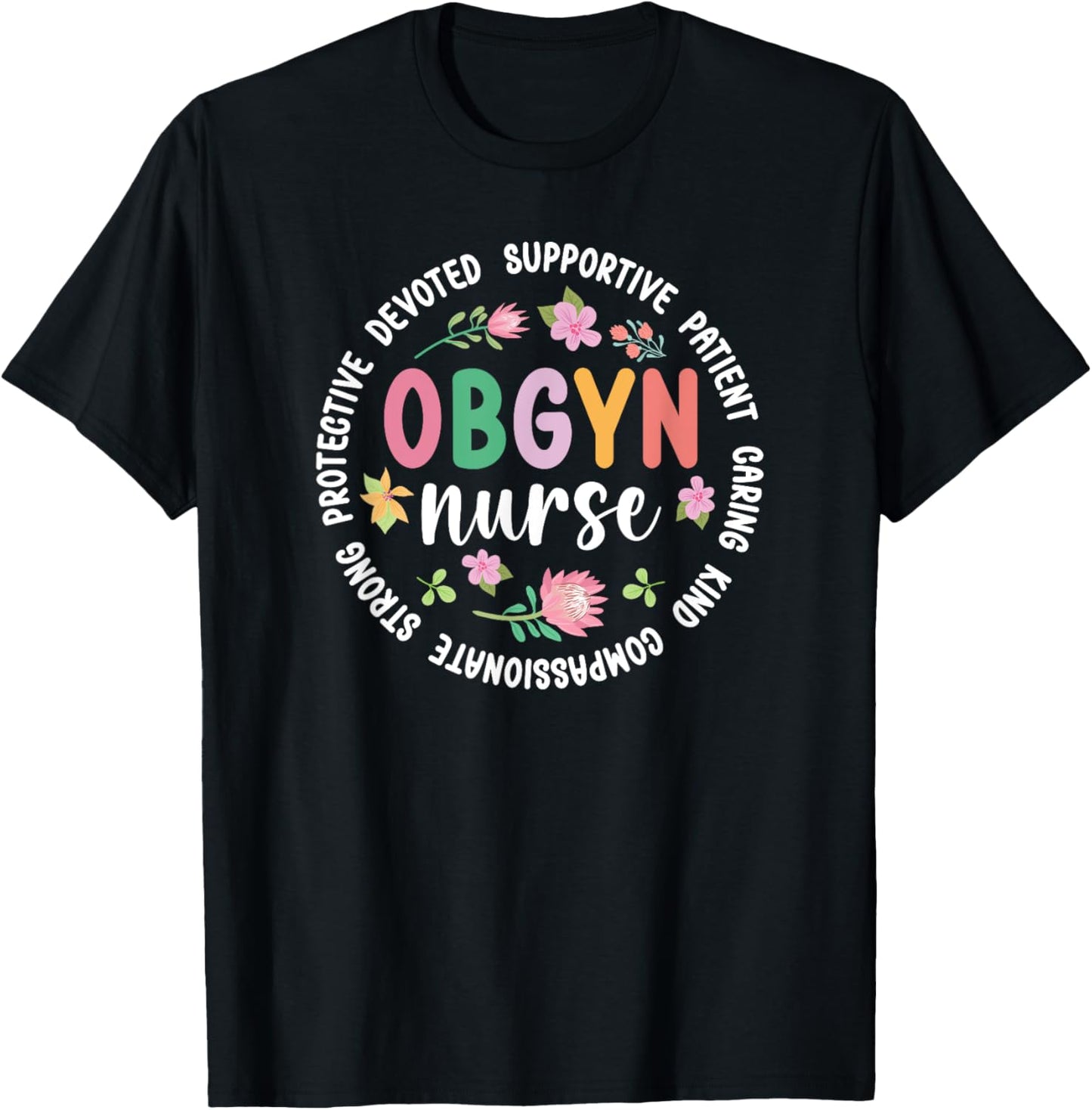 OBGYN Nurse Appreciation Circle OB/GYN Nurse OBGYN Nursing T-Shirt - T-Shirt | Black