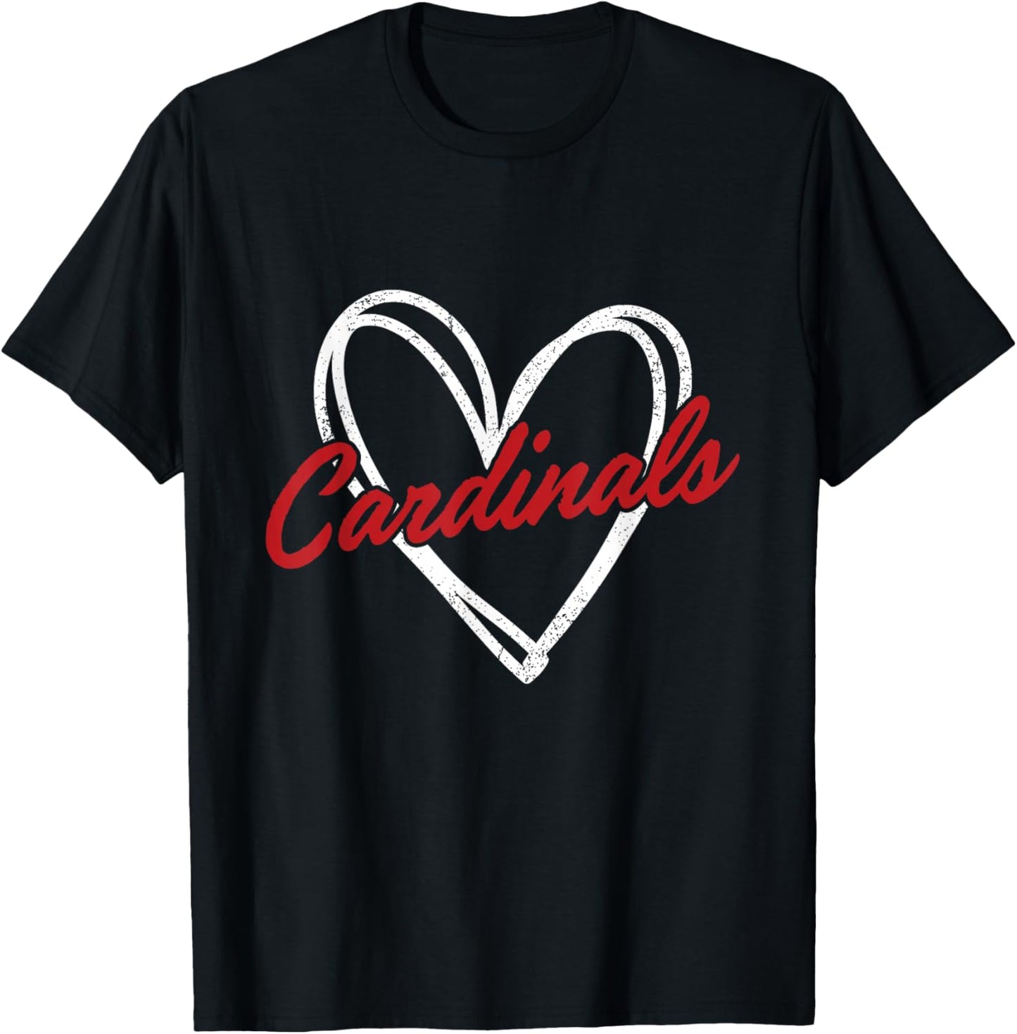 Cardinals Heart Vintage Gift Women Boys Girls Kids T-Shirt - T-Shirt | Black