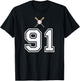 91 Numéro Base-Ball Style Vintage Blanc T-Shirt - T-Shirt | Black