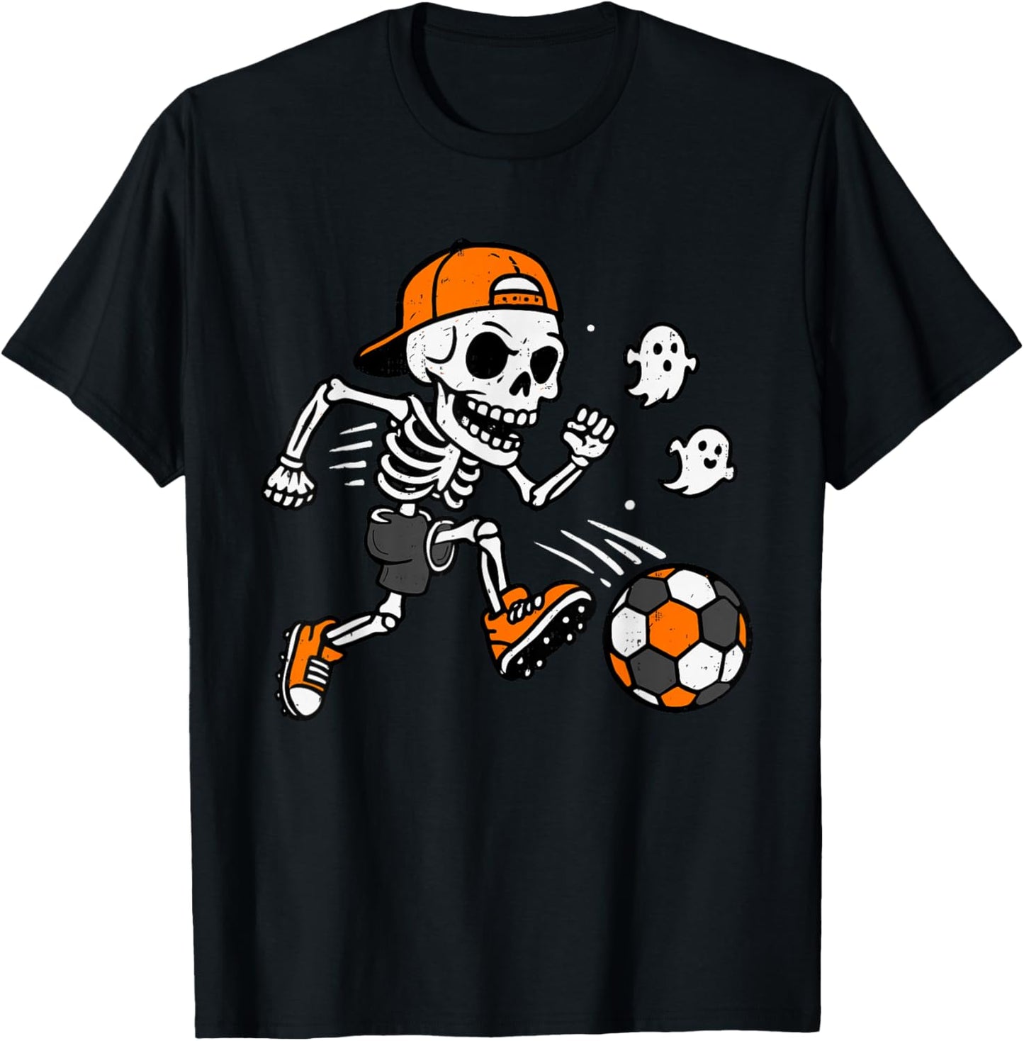 Skeleton Soccer Pumpkin Halloween Costume Boys Teens Kids T-Shirt - T-Shirt | Black