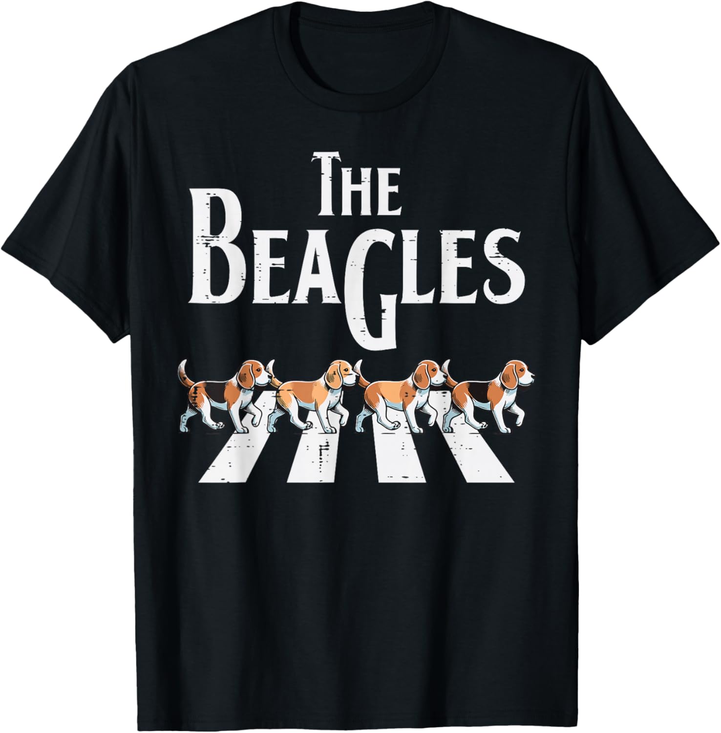 The Beagles Dogs Crossing Funny Saying Parody Men Women Kids T-Shirt - T-Shirt | Black