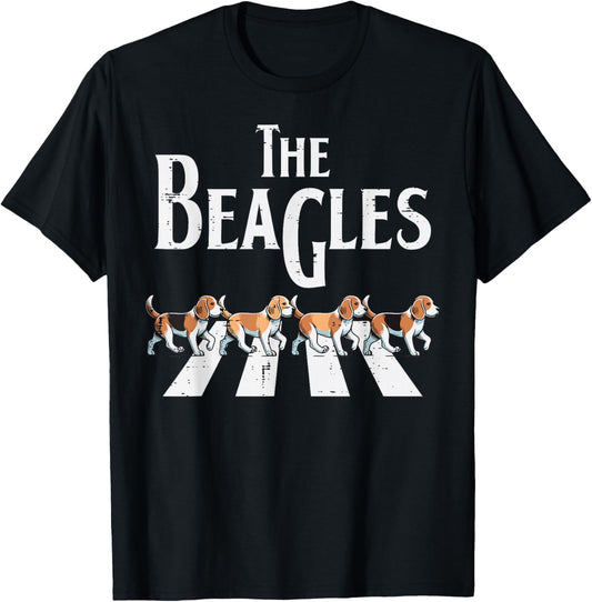 The Beagles Dogs Crossing Funny Saying Parody Men Women Kids T-Shirt - T-Shirt | Black
