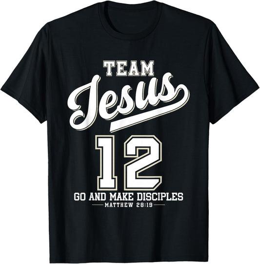Jesus Baseball Team Jesus Christian Matthew 28:19 Verse T-Shirt - T-Shirt | Black