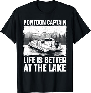 Funny Pontoon Captain Art Women Pontoon Boat Lover T-Shirt - T-Shirt | Black