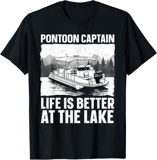 Funny Pontoon Captain Art Women Pontoon Boat Lover T-Shirt - T-Shirt | Black
