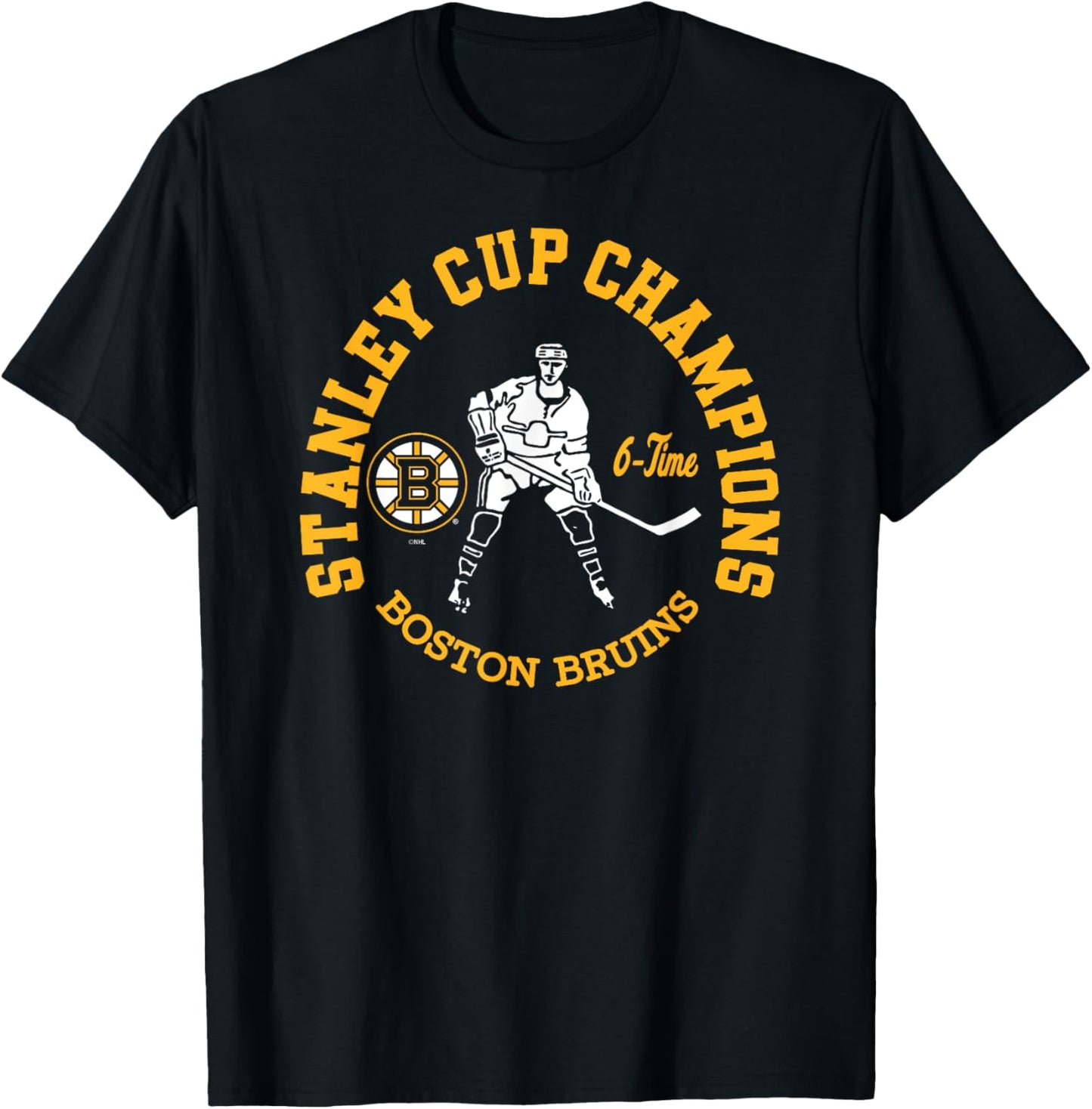 Boston Bruins Stanley Cup Champions 6-Time Black T-Shirt - T-Shirt | Black