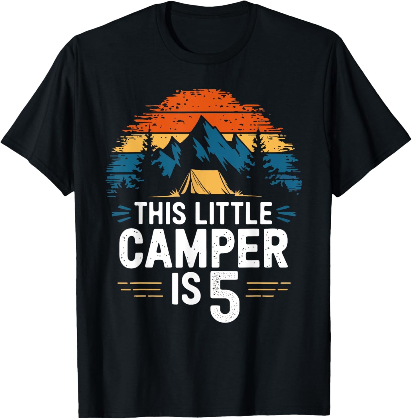 5th Birthday Camping Shirt for 5 Year Old Kids Camping Party T-Shirt - T-Shirt | Black