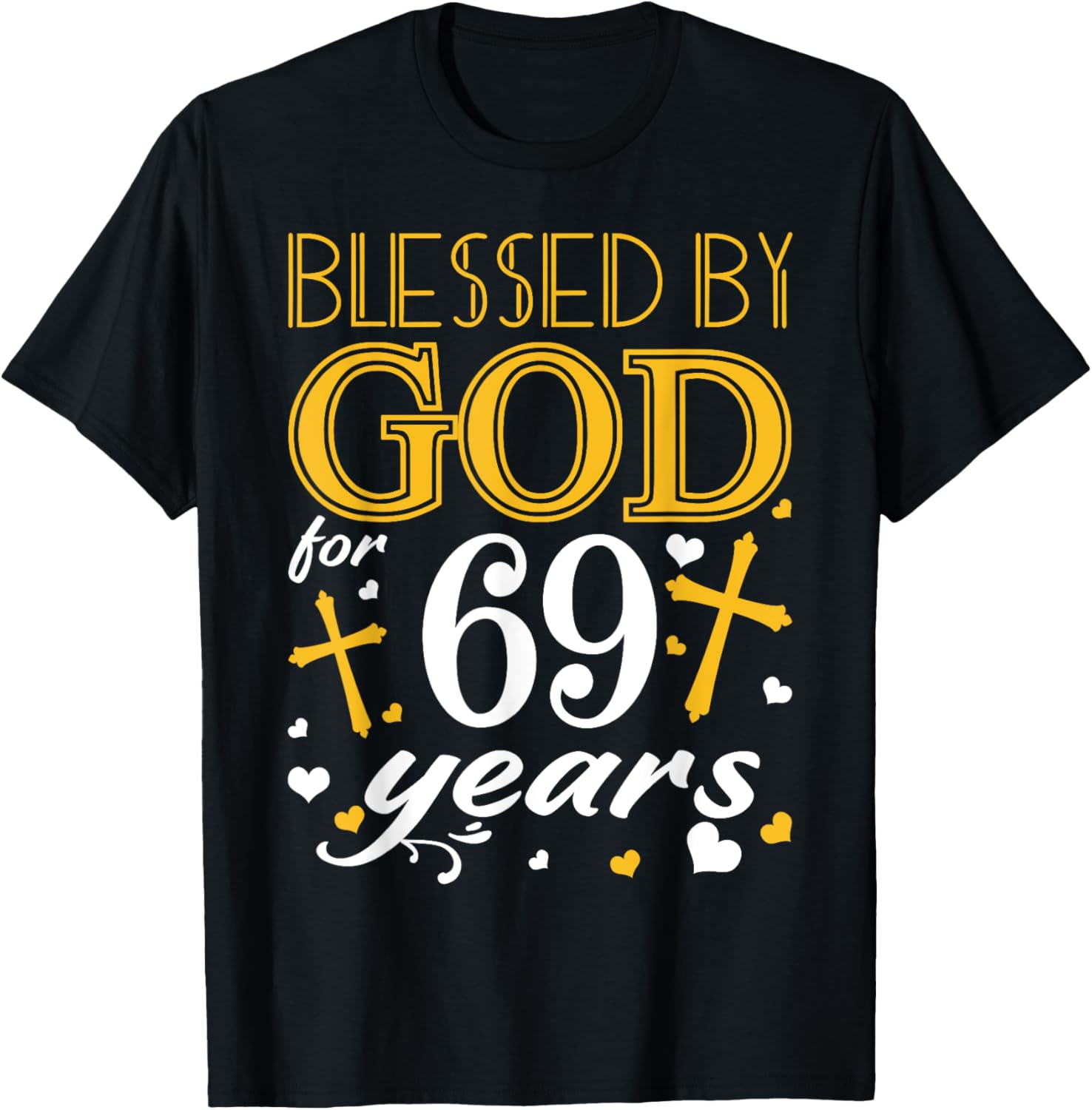 Vintage Blessed By God For 69 Years Happy 69th Birthday T-Shirt - T-Shirt | Black