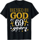 Vintage Blessed By God For 69 Years Happy 69th Birthday T-Shirt - T-Shirt | Black