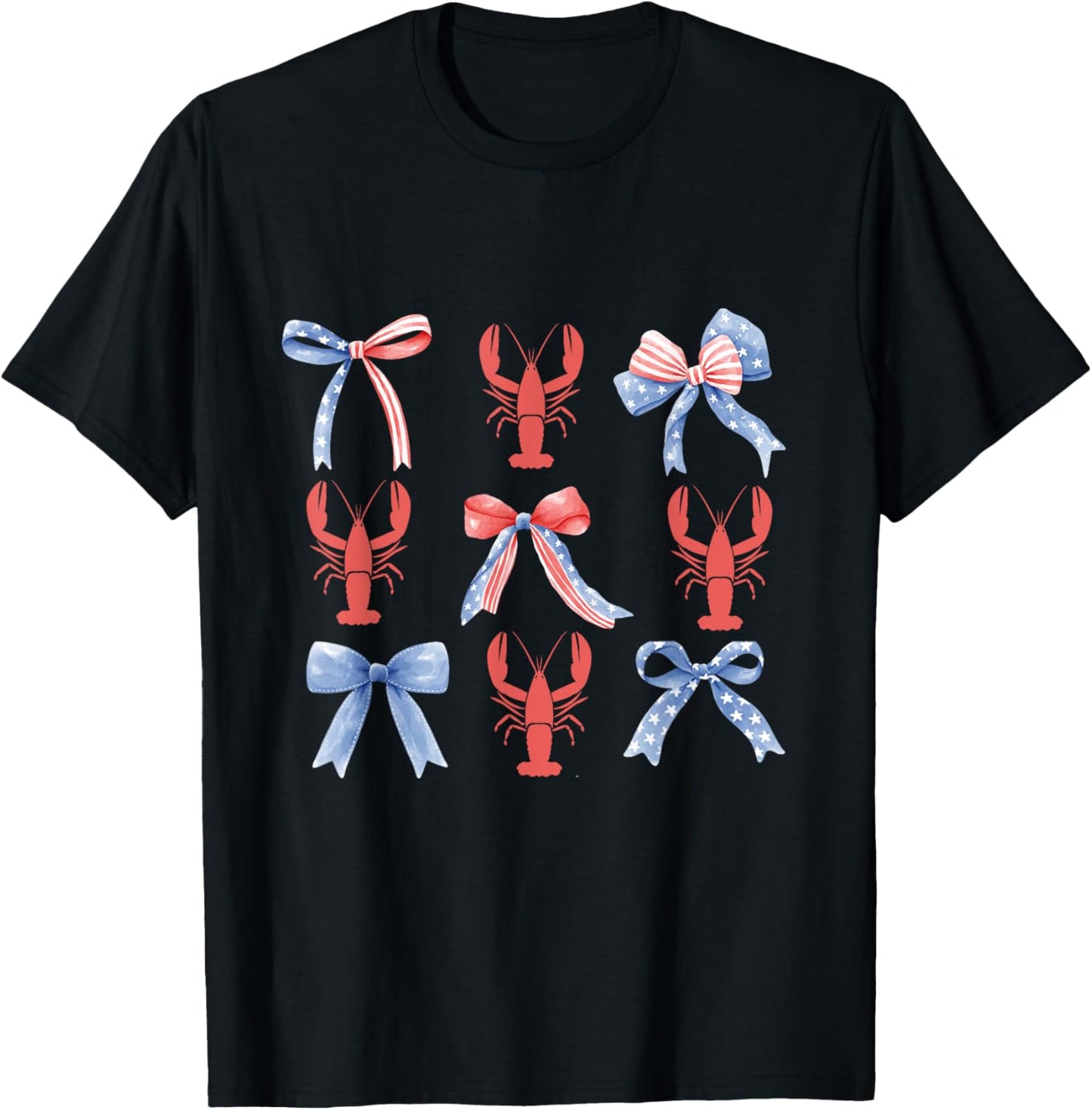 Pink Bows Cute Coquette Crawfish y2k Clean Girl Aesthetic T-Shirt - T-Shirt | Black