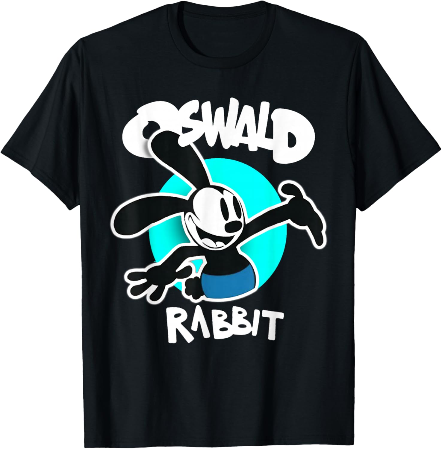 Oswald Rabbit Vintage Cartoon Bunny Happy Teal T-Shirt - T-Shirt | Black