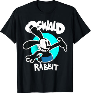 Oswald Rabbit Vintage Cartoon Bunny Happy Teal T-Shirt - T-Shirt | Black