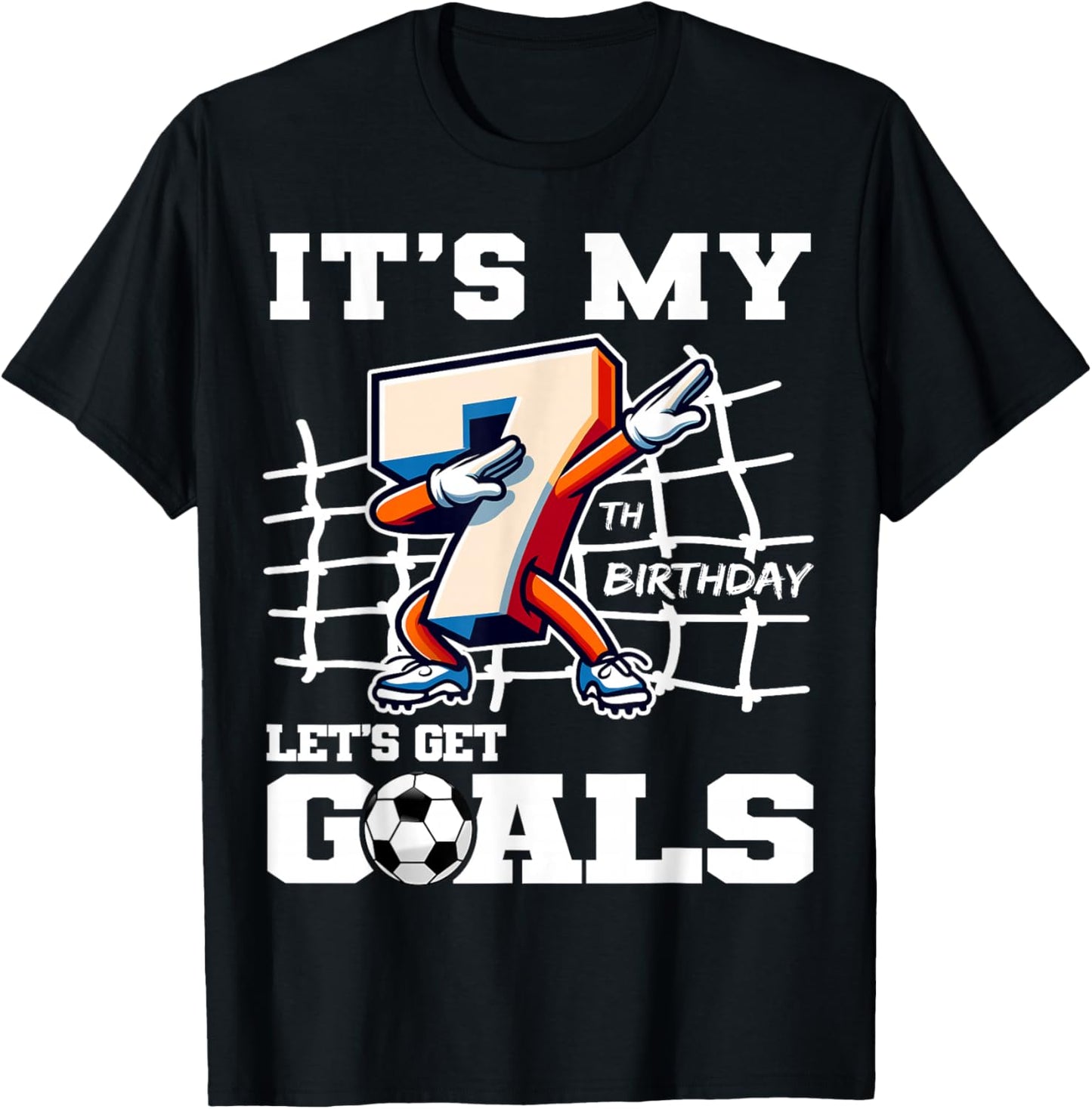 It's My 7th Birthday Dabbing Soccer Football B-Day Party T-Shirt - T-Shirt | Black