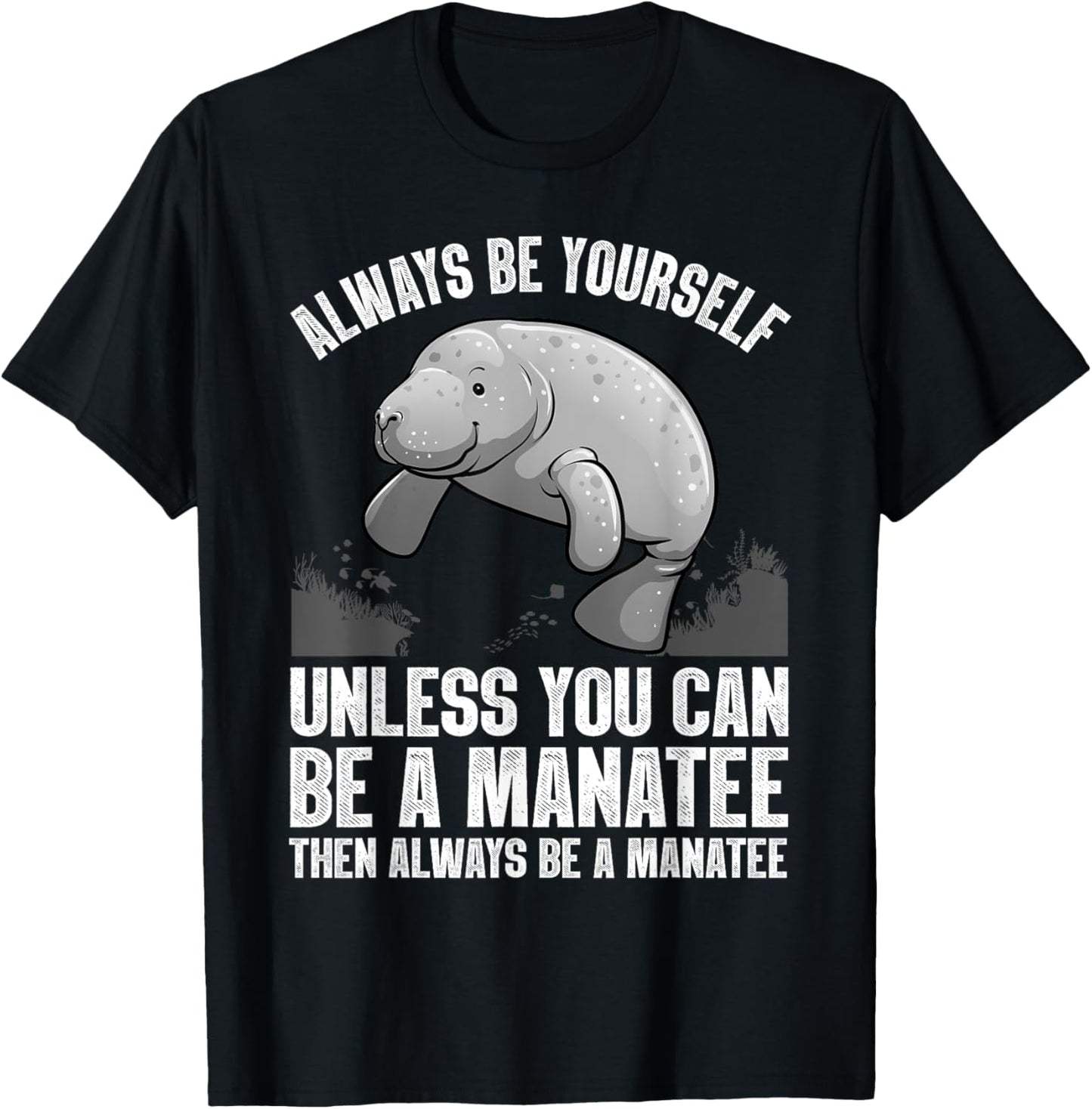 Funny Manatee Design Women Boys Girls Manatee Lover T-Shirt - T-Shirt | Black