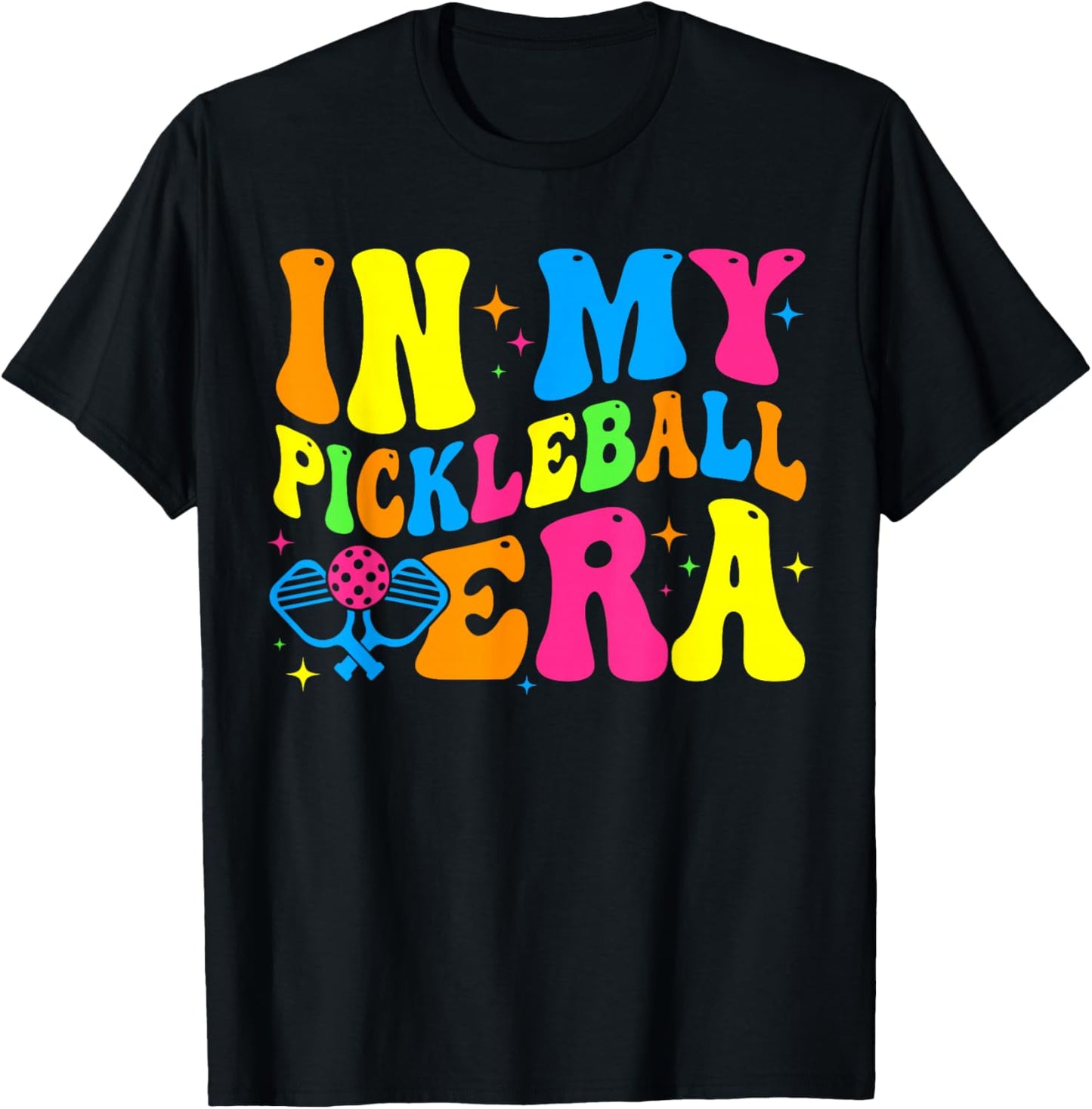 Retro Groovy In My Pickleball Era Funny Pickleball Player T-Shirt - T-Shirt | Black