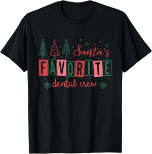 Santa's Favorite Dental Crew Teeth Christmas Xmas Pajamas T-Shirt - T-Shirt | Black