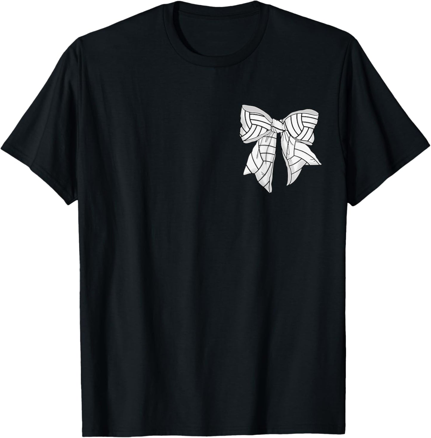 Volleyball Bow Game Day Coquette Women Front and Back Print T-Shirt - T-Shirt | Black