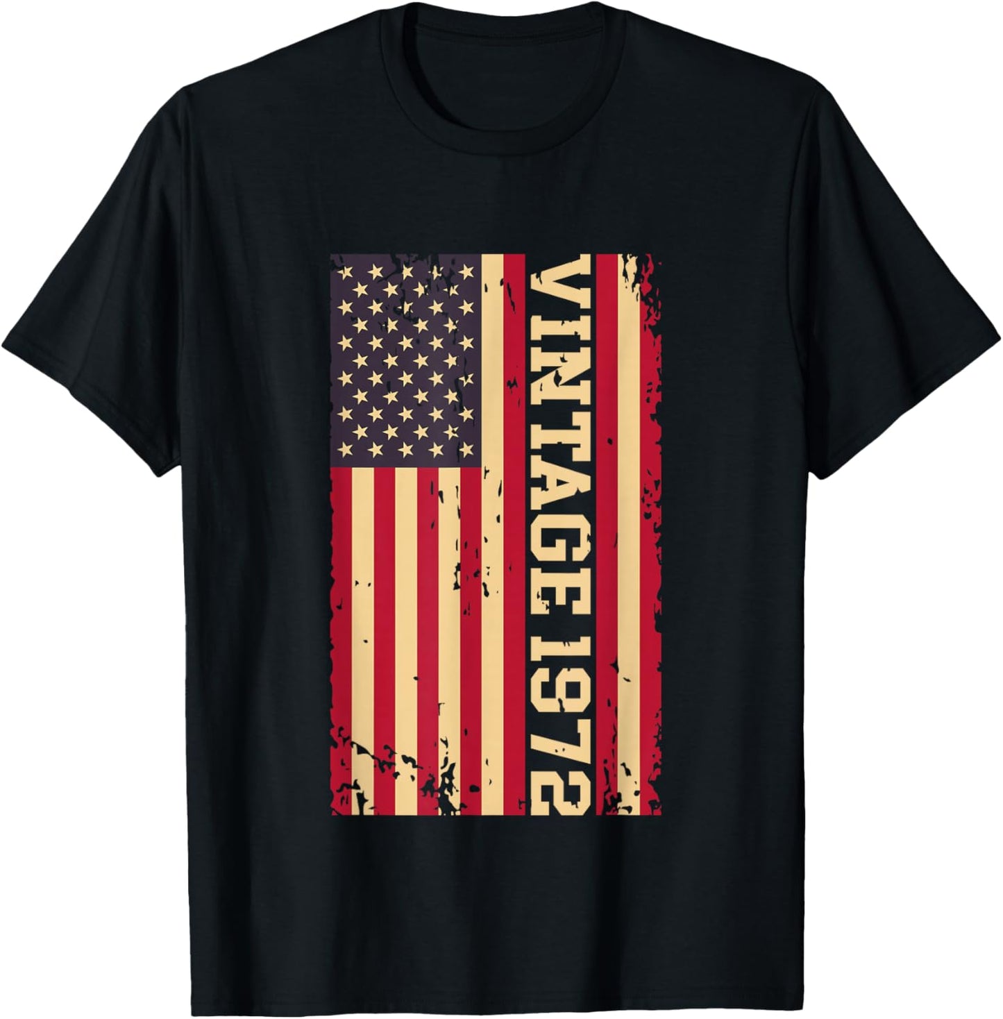 1972 Vintage 53rd Birthday 53 Years Old American USA Flag T-Shirt - T-Shirt | Black