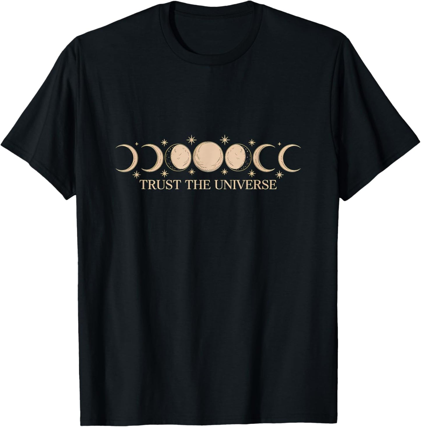 Moon Phases Trust Universe Spiritual Aesthetic T-Shirt - T-Shirt | Black