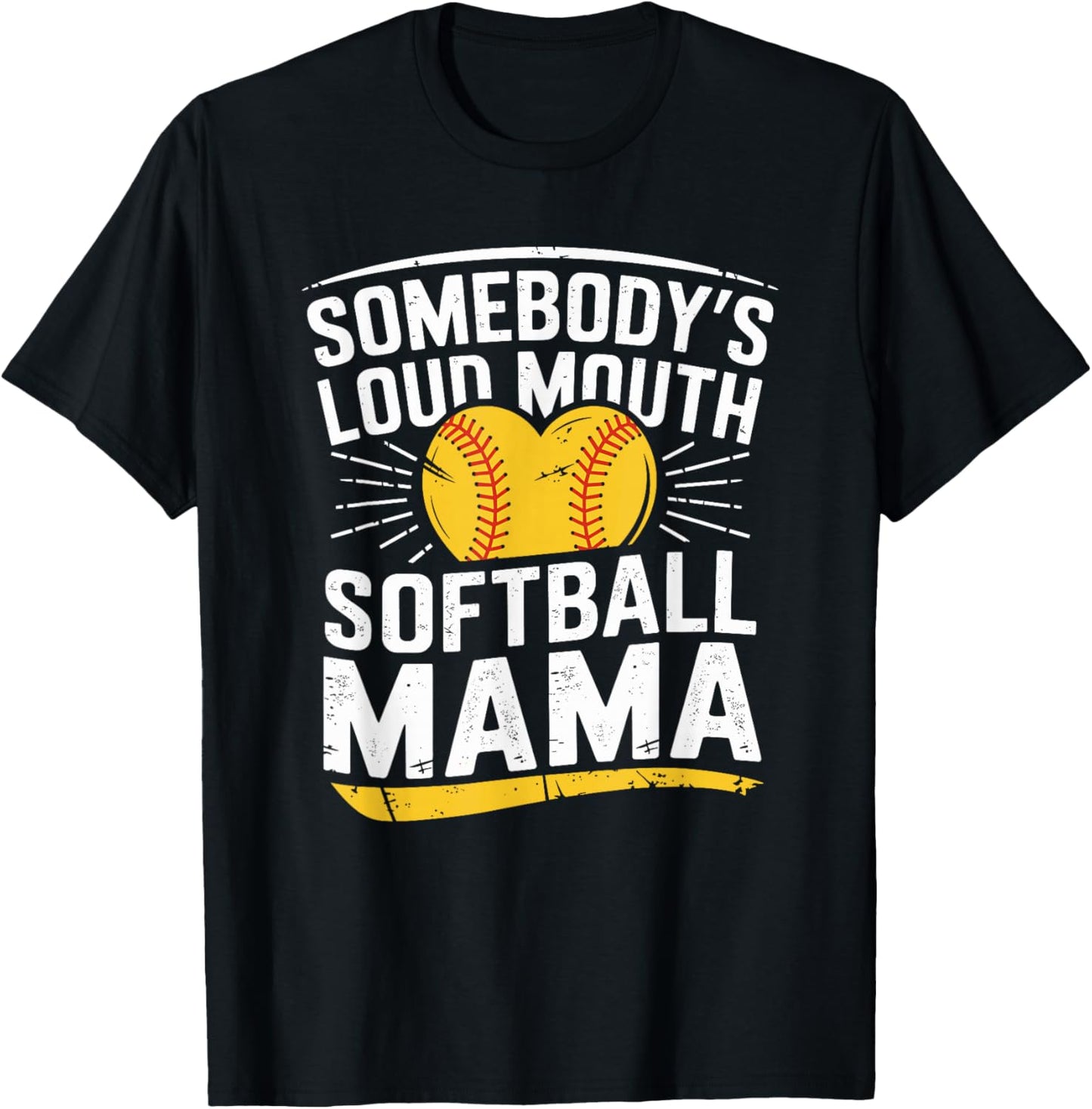 Baseball Sports Lover, Somebody's Loud Mouth Softball Mama T-Shirt - T-Shirt | Black
