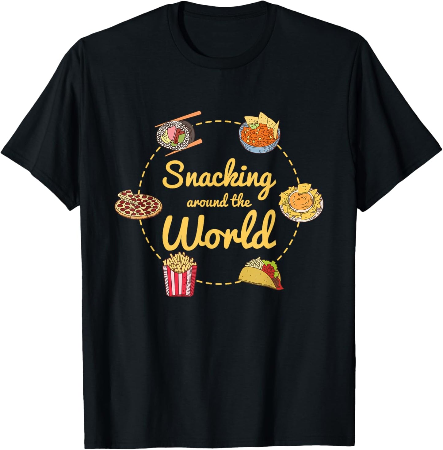 International Travel Cuisine - Snacking Around The World T-Shirt - T-Shirt | Black
