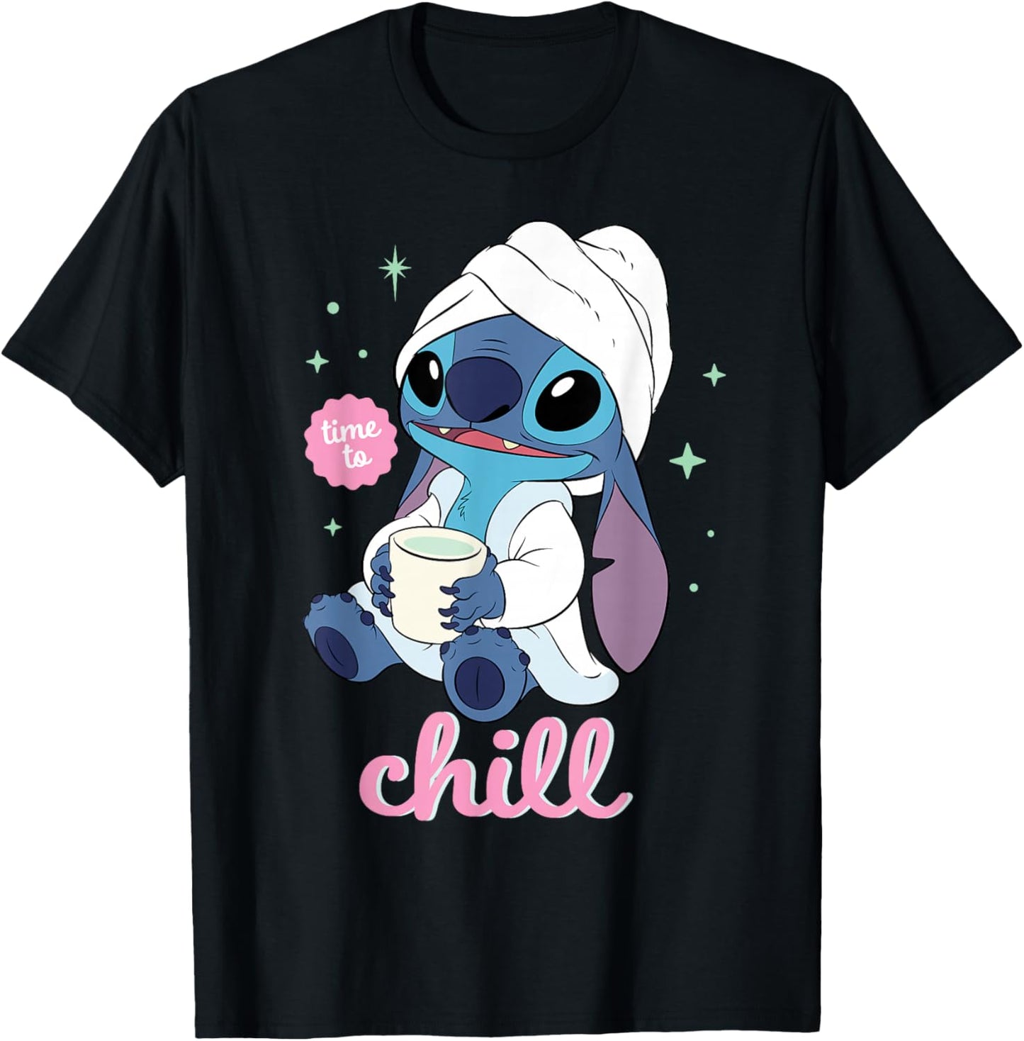 Disney Stitch Time to Chill Bathrobe Relaxation Self-Care T-Shirt - T-Shirt | Black