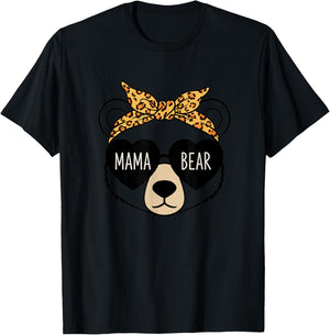 Grandparent Mama Bear Leopard Bandana Heart Sunglasses - Fun T-Shirt - T-Shirt | Black