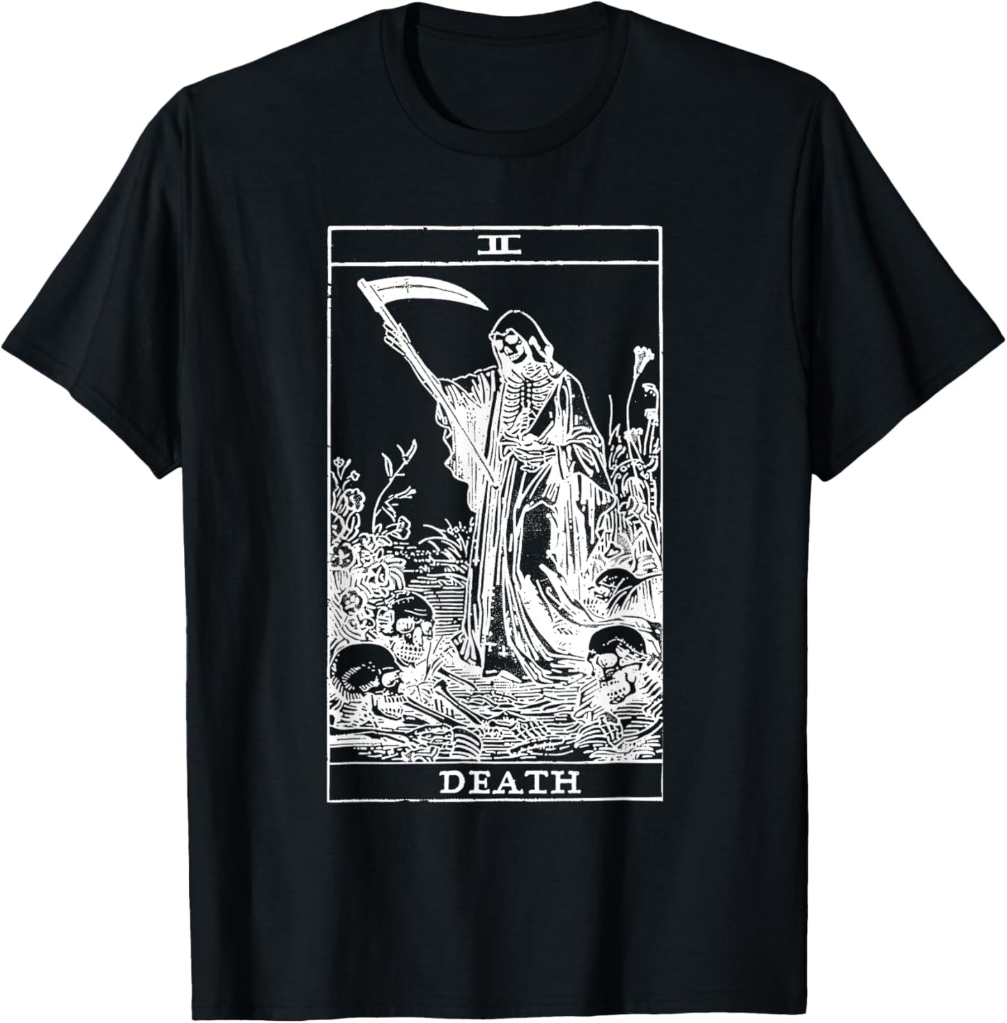 Tarot Card Death XIII Angel Skull Vintage Dead Reaper Grim T-Shirt - T-Shirt | Black