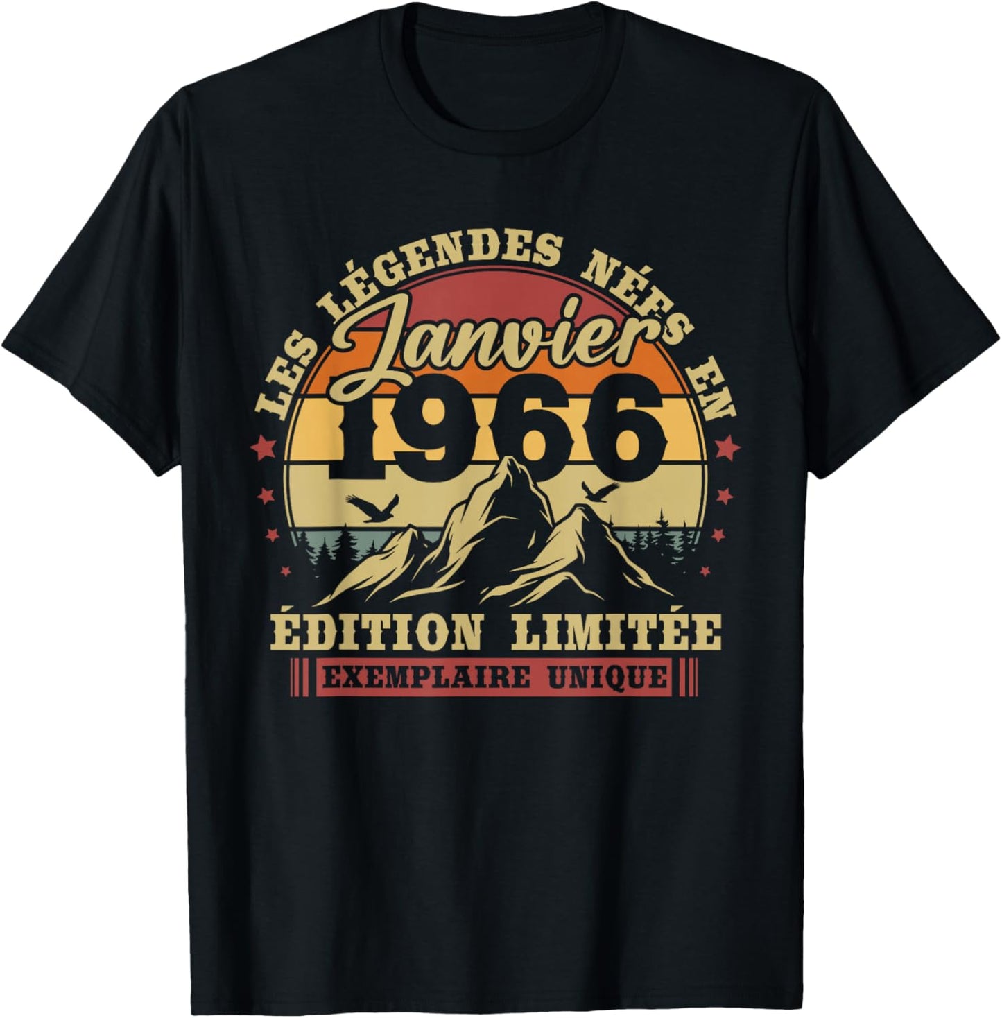 Vintage January 1966 Retro Birthday 60 Years Men Women T-Shirt - T-Shirt | Black