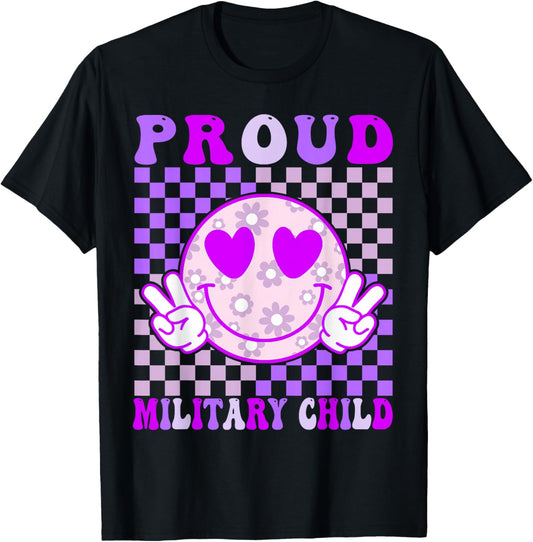 Purple Up For Military Kids Proud Military Child Month T-Shirt - T-Shirt | Black