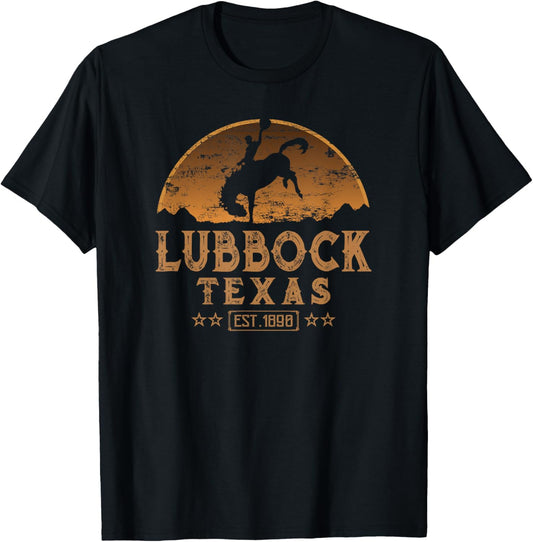 Lubbock Texas TX Rodeo Cowboy T-Shirt - T-Shirt | Black