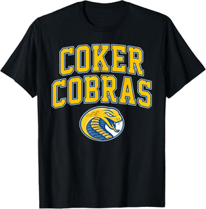 Coker College Cobras Arch Vintage Sports Design Men Women T-Shirt - T-Shirt | Black