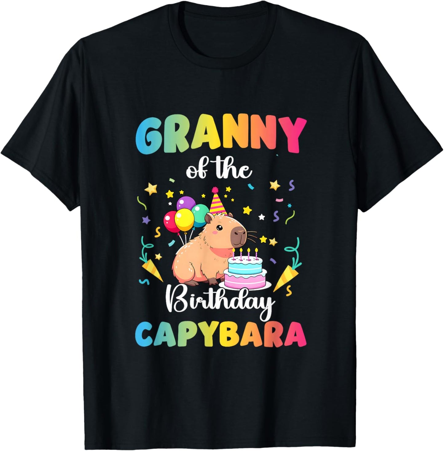 Granny of The Birthday Girl Capybara Bday Party Family T-Shirt - T-Shirt | Black