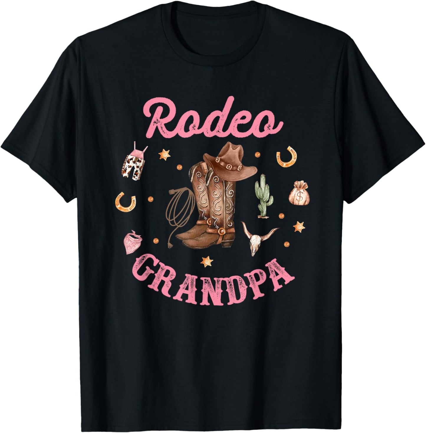 Rodeo Grandpa - Papa Western Cowboy Cowgirl Birthday Family T-Shirt - T-Shirt | Black