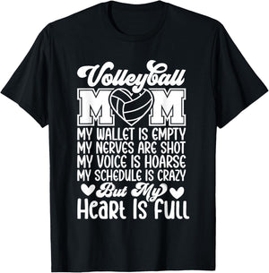 Volleyball Mom Wallet is Empty Heart is Full T-Shirt - T-Shirt | Black
