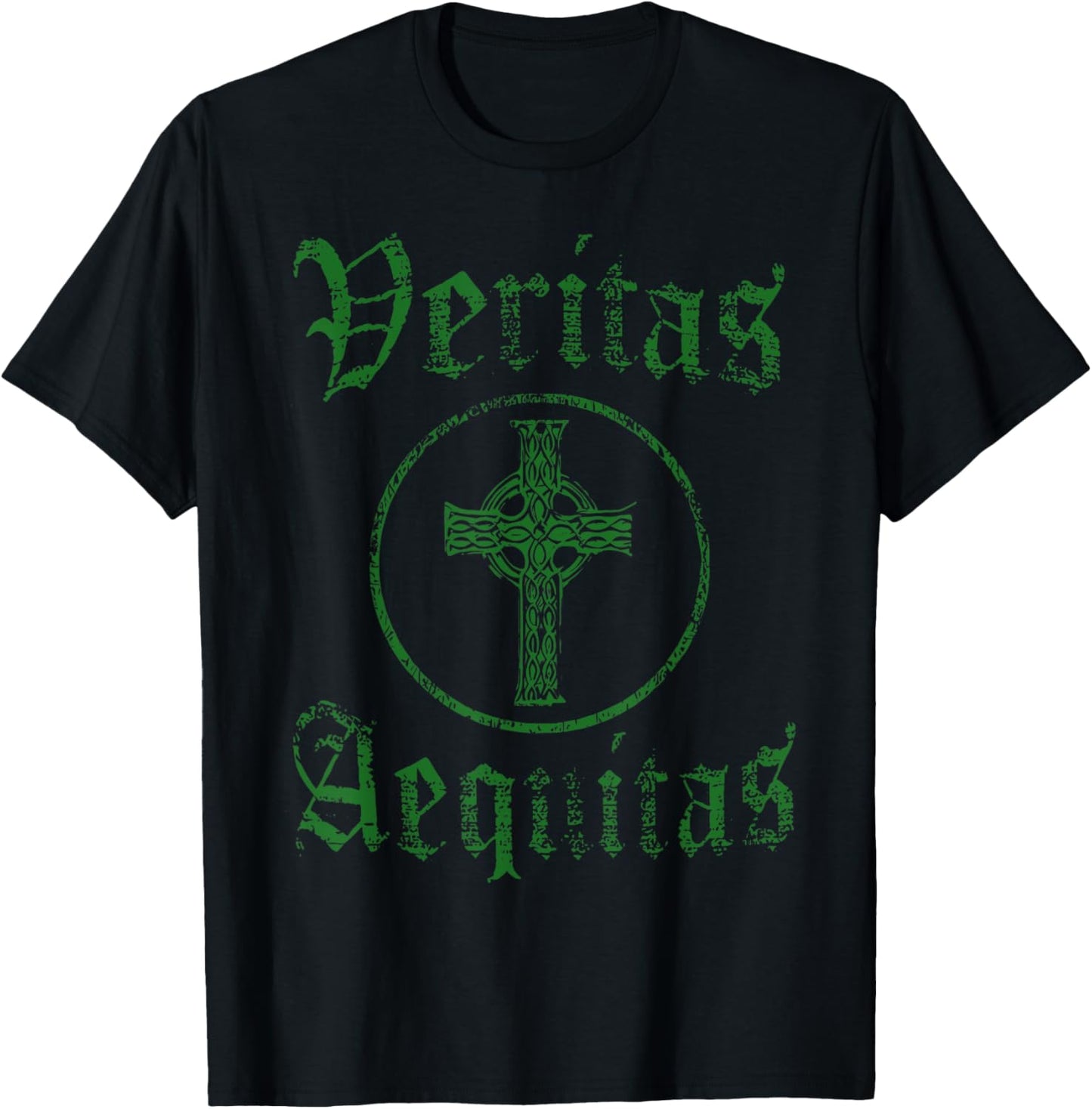 Veritas Aequitas Celtic Truth Justice prayer St Patricks Day T-Shirt - T-Shirt | Black
