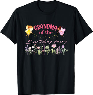 Grandma of The Birthday Fairy Little Girl Magical Family T-Shirt - T-Shirt | Black