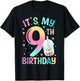 It's My 9th Birthday Bubble Boba Tea Party 9 Year Old Girl T-Shirt - T-Shirt | Black