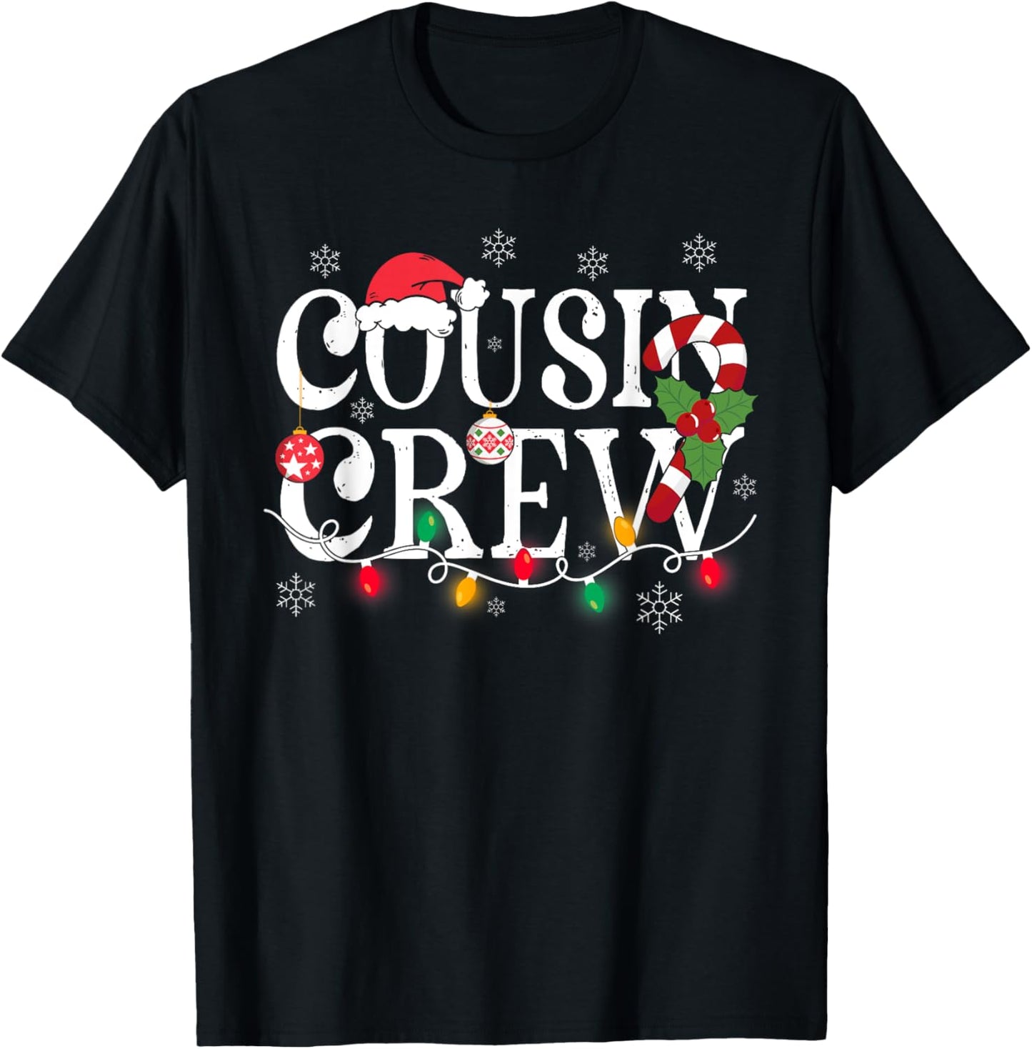 Cousin Crew Christmas Cousins Christmas Matching Family Kids T-Shirt - T-Shirt | Black