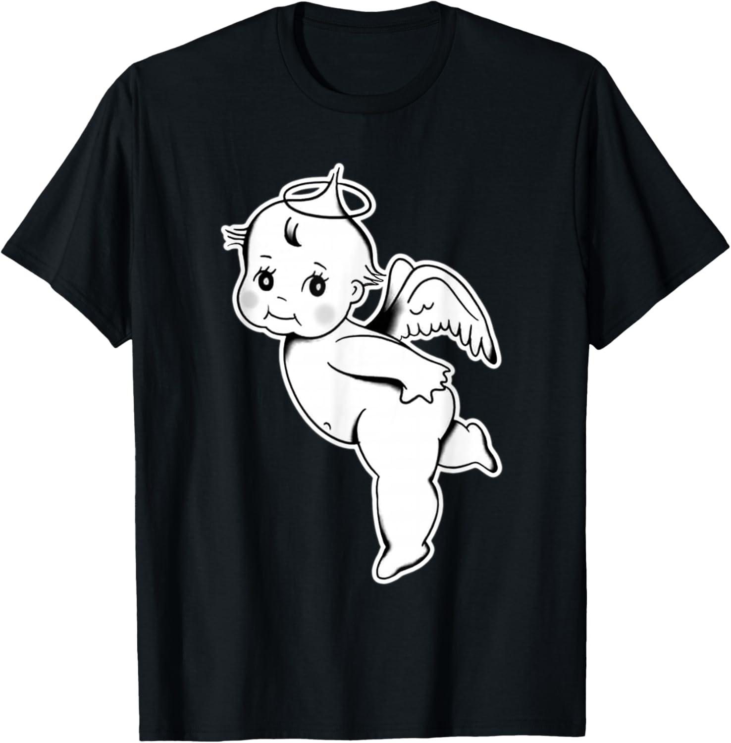 Kewpie Baby Angel Cherub Cute T-Shirt - T-Shirt | Black