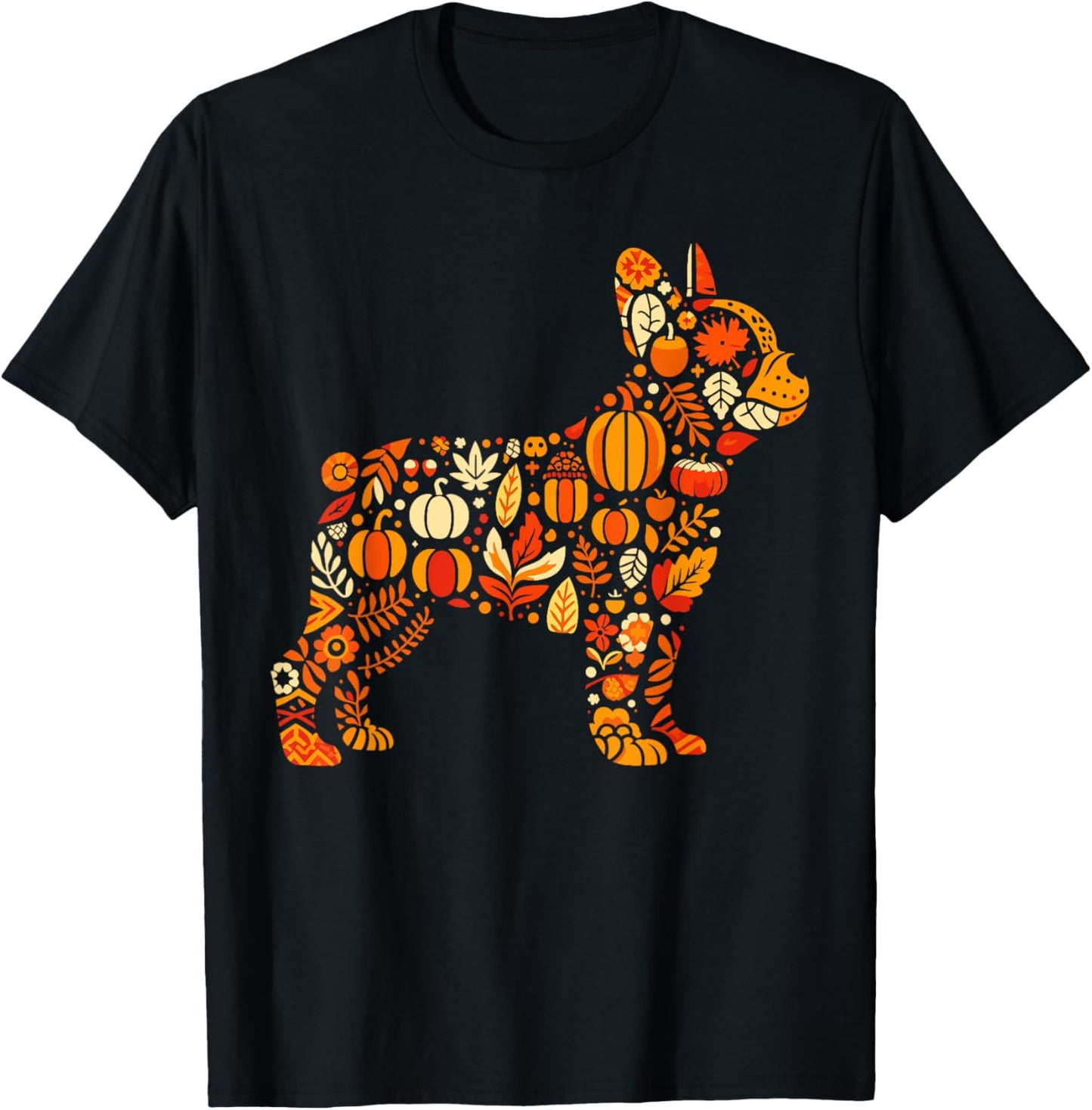 Autumn Pumpkin French Bulldog Thanksgiving Kids T-Shirt - T-Shirt | Black