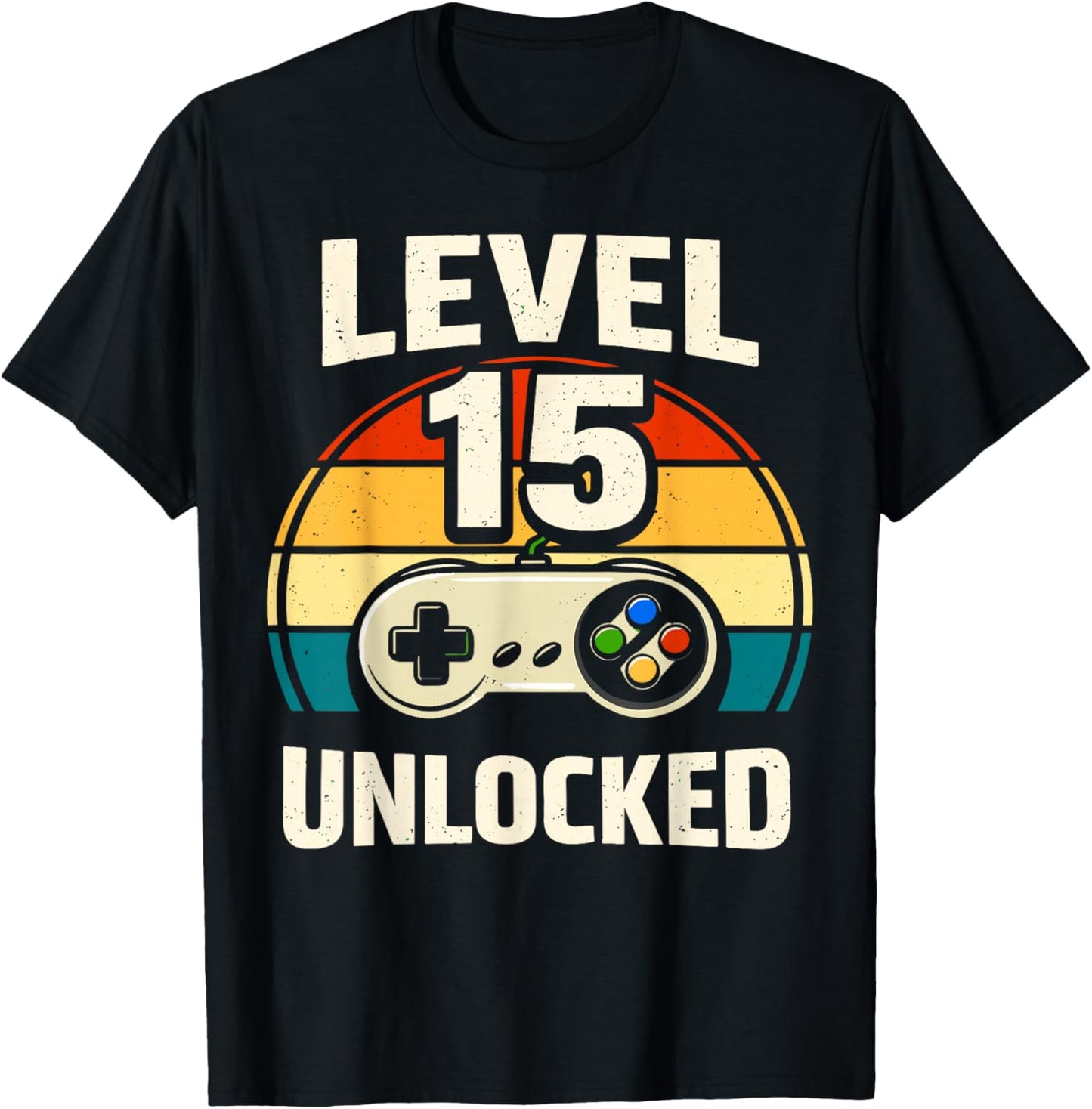 15th Birthday Level 15 Unlocked Gamer Gaming 15 Birthday T-Shirt - T-Shirt | Black
