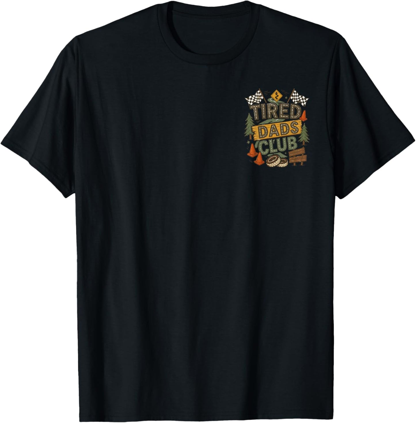 Tired Dads Club Play Cars On Dads Back Father's Day 2 Sides T-Shirt - T-Shirt | Black