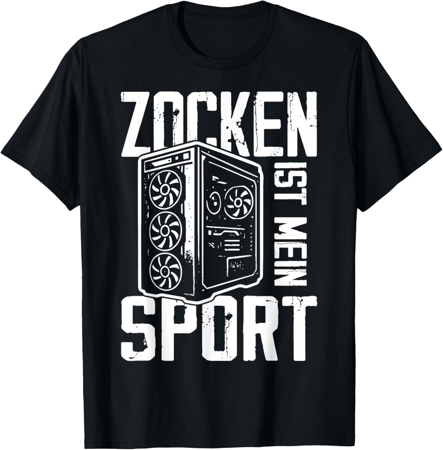 Gamer PC Computer Gamer with German Text "Zocken Ist Mein Sport" T-Shirt - T-Shirt | Black