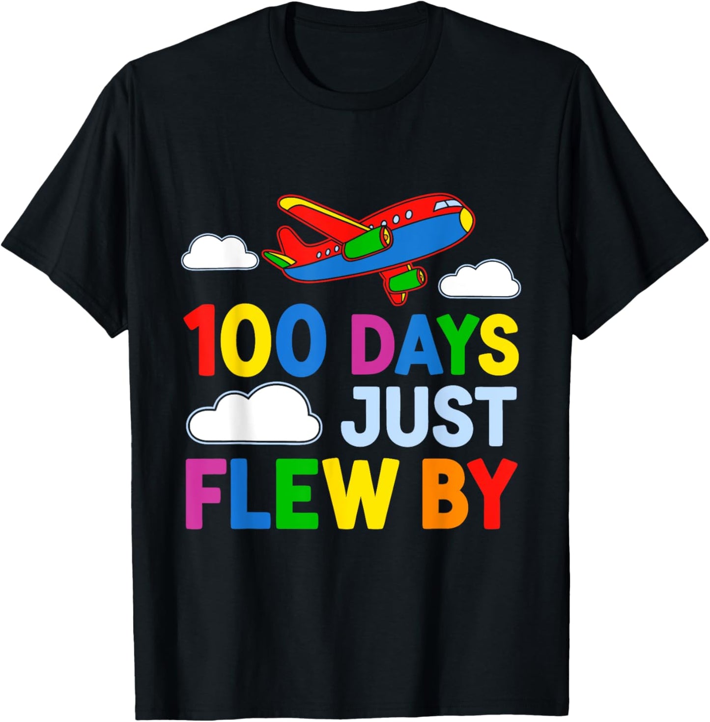 100 Days Just Flew By Airplane 100th Day Of School Kids Teen T-Shirt - T-Shirt | Black