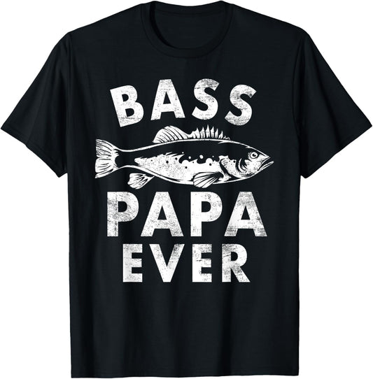 Bass Papa Ever Fishing Gifts Papa Father's Day T-Shirt - T-Shirt | Black