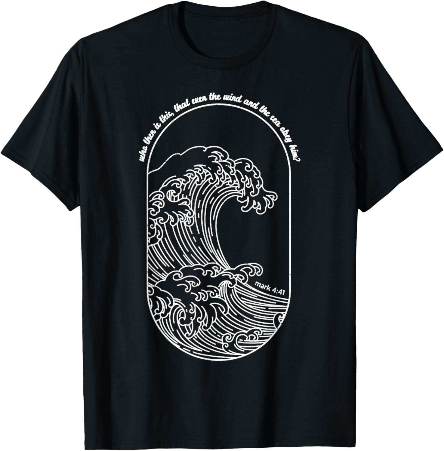 Vintage Wind And Waves Obey Christian Jesus Japanese Wave T-Shirt - T-Shirt | Black