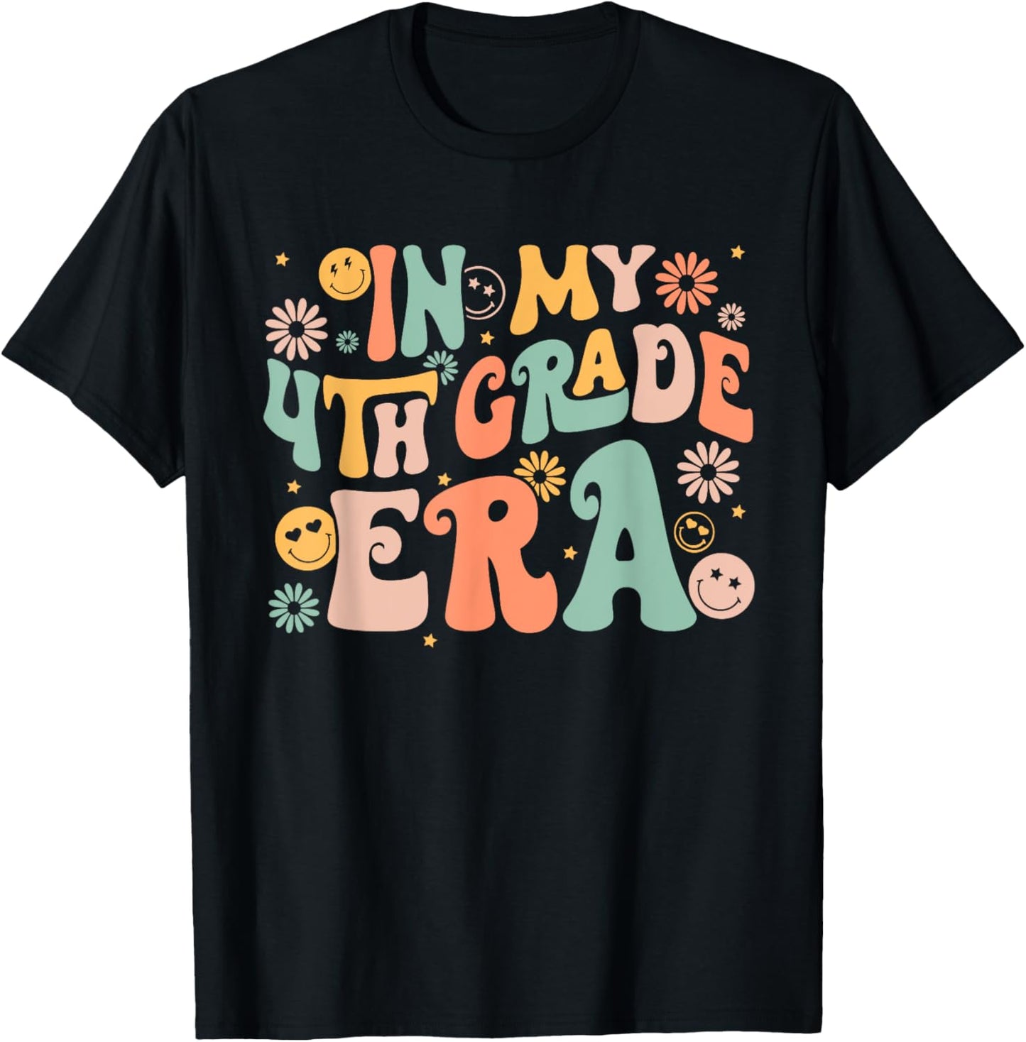 In My Fourth Grade Era Retro 4th Grade Back to School T-Shirt - T-Shirt | Black