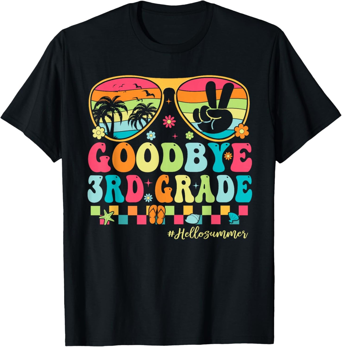 Goodbye 3rd Grade Boys Kids Hello Summer Last Day of School T-Shirt - T-Shirt | Black